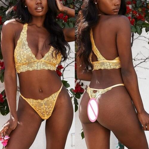 Sexy Lingerie Womens Underwear Hollow Out Bra and Panty Set Lace Transparent Sexy Sensual Lingerie Set Ladies Sexy Brief Sets