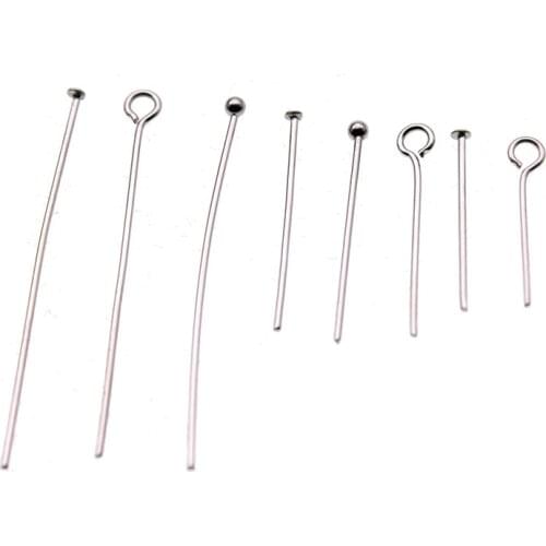 100pcs 15 25 30 40 70 mm Stainless steel Eye Pin, Ball Head Pins,Flat Head Pin for Ear Jewelry Making DIY Supplies Accessories
