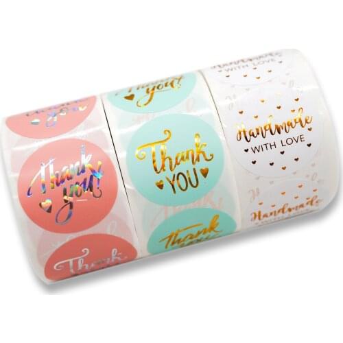 Thank You Stickers Labels Seals Thank You for Supporting My Small Business Stickers Roll Round Pink White Green Labels For Shop