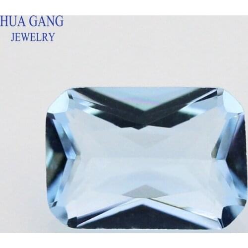 Light Sea Blue Glass Gems Octangle Shape Cut Loose Glass Beads Synthetic Gems For Jewelry Size 3x5~13x18m Free Shipping