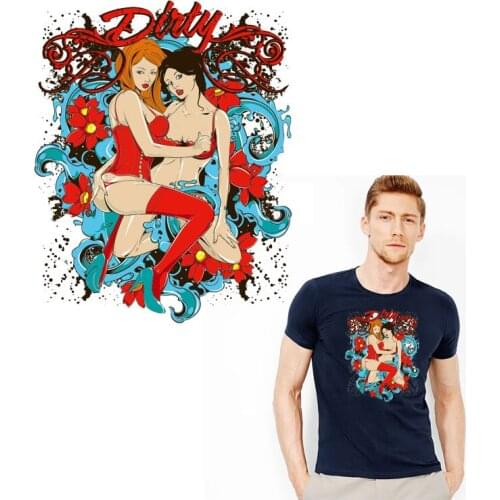 Sexy Girl Iron on Patches for Clothing Sticker Thermo Transfer for Clothes DIY Tops Decor Jeans badges Fusible Clothing T-shirts
