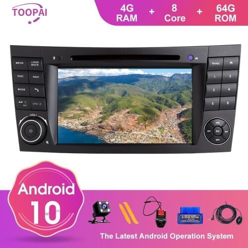 TOOPAI Android 10 For Mercedes Benz E-Class W211 E300 CLK W209 CLS W219 Navigation GPS Multimedia Player Auto Radio DVD CD SWC