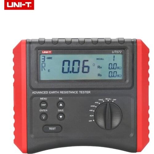 UNI-T UT572 Advance Earth Reistance Tester; Earth Resistance Test/Soil Resistivity Test, Data Storage, Data Hold, LCD Backlight