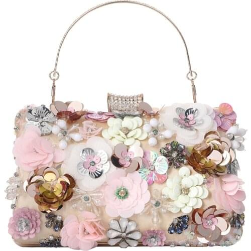 High Quality Luxury Handmade Flowers Evening Bags Brand Dinner Clutch Purse With Flower Banquet Bags Fashion Handbags