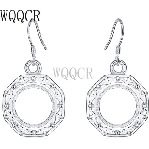 WQQCR 925 Sterling Silver Color Geometric Octagonal Figure Earrings Exquisite Temperament Earrings Ladies Jewelry Gift Exquisite