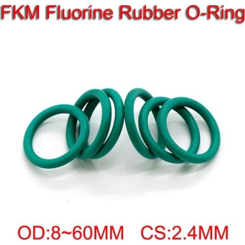 Green FKM Fluorine Rubber O Ring O-Ring Oil Sealing Gasket CS 2.4mm OD 8-60mm