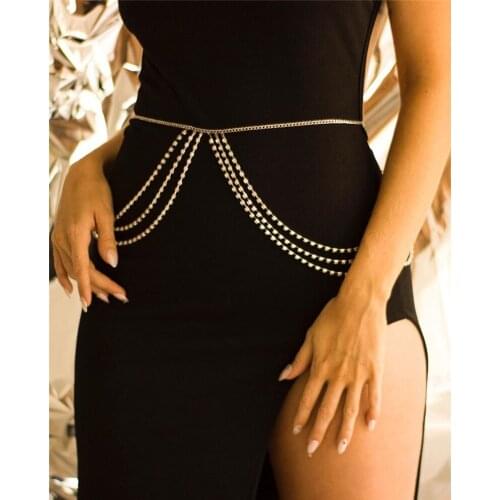 Womens Waist Chain Belt Fashion Sexy Multilayer Rhinestone Body Jewelry Female Trendy Clothing Bikini Summer Beach Accessor