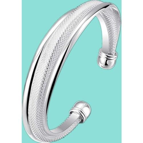 925 Sterling Silver Network Bangle For Women Wedding Engagement Fashion Charm Party Jewelry Gift