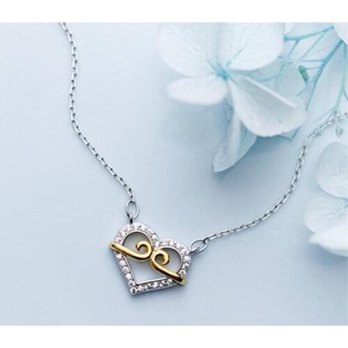 Zircon Heart Shape Love Pedant Necklace for Women 925 Sterling Silver Jewelry Lovers Gifts Valentines Day Mujer Colar SN228