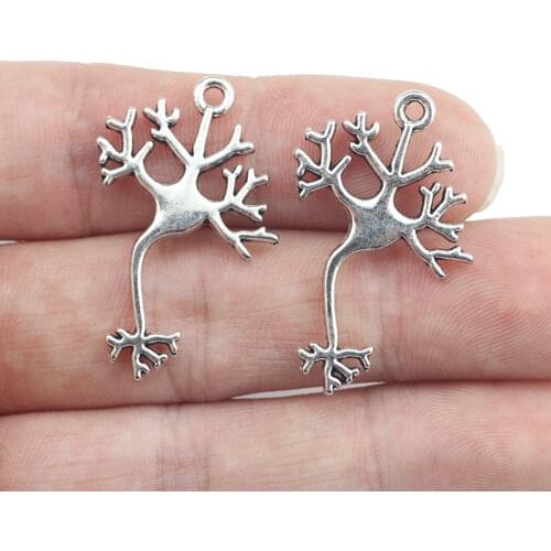 10 Pieces 21*33mm Antique Silver Color Never Cell Medical Charms Keychain For DIY Jewelry Making