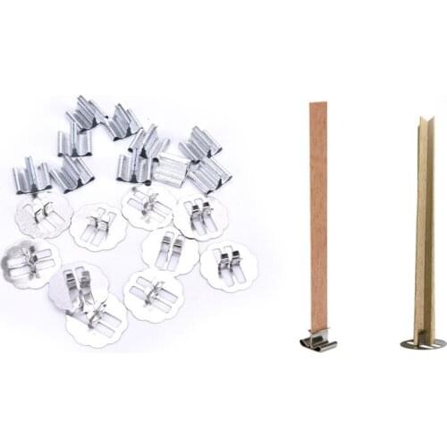 10pcs Wood Candle Wicks Base Clip Iron Candles Making DIY for wicks Materials Holder Stand Handmade kit For Wedding Birthday