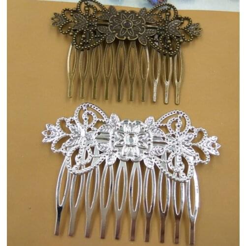 76*55mm Filigree 10 Teeth Hair Combs Base For Women Hair Comb Wedding DIY Jewelry Accessory 10 PCS