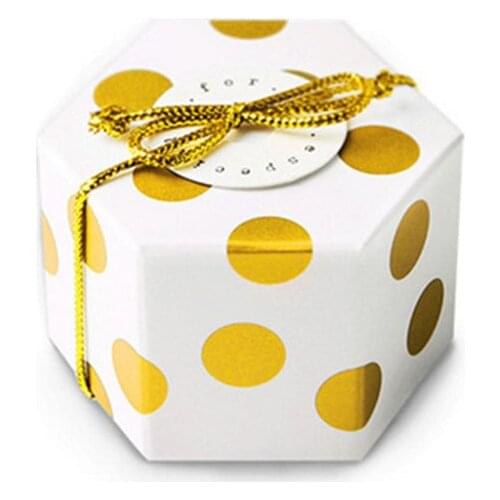 DABONAS Wedding Chocolate Gift box bags Gold Mini Cardboard Candy Box Party Favors Paper Boxes for Packaging
