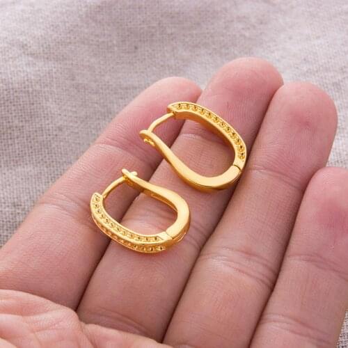 24K Gold Color Small Earrings for Women Girls Baby Jewelry with Ethiopian Africa,Arabia,Middle East Best Gift