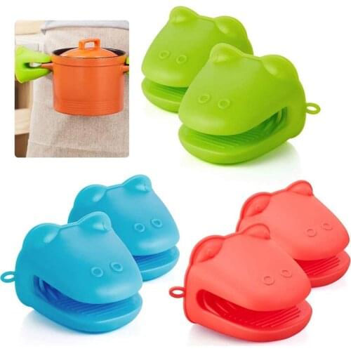 3Pcs/set Mini Hippo Oven Gloves Silicone Heat Resistant Cooking Pinch Mitts Microwave Insulated Gloves Kitchen Cooking