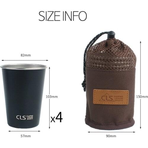 4pcs/set Outdoor 304 Stainless Steel Camping Cup Barbecue Beer Mug Travel Climbing Picnic Tea Milk Coffee Cup
