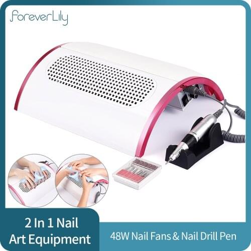 48W 2-IN-1 Nail Drill Machine Nail Dust Collector Manicure with 3 Powerful Fans Vacuum Cleaner Manicure Pedicure Tools