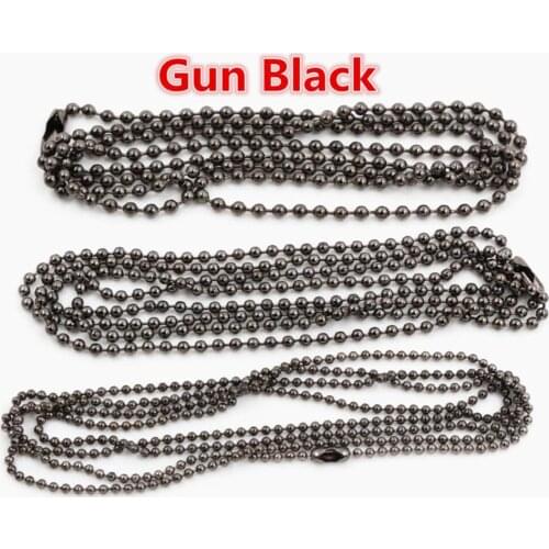 5pcs/lot 3 Size 1.5mm and 2.0mm and 2.4mm Gun Black Plated Ball Beads Chain Necklace Bead Connector 65cm(25.5 inch)