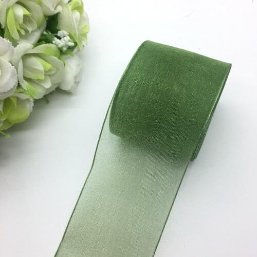 5 Yards/Lot 1-1/2" (38mm) Army green Organza Ribbon Bow Hair Wedding Decoration Lace Crafts