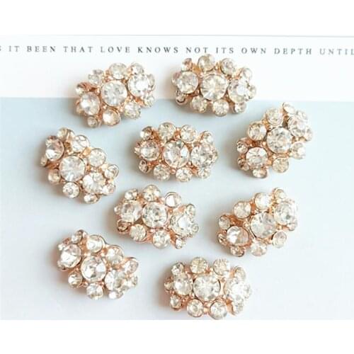 50 Pieces Arch Full Crystal Rhinestone Buttons For Wedding Embellishment Alloy Gold Rhinestone Button Decoration Free Shipping