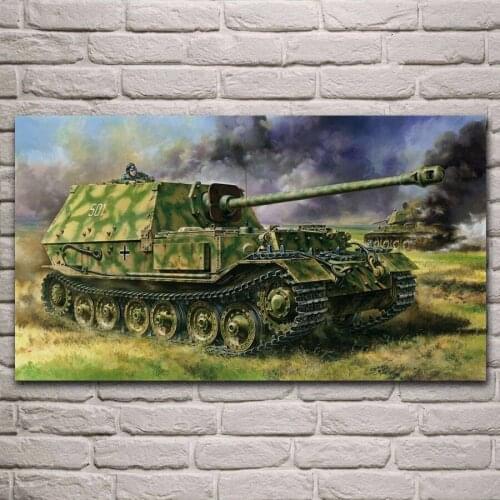 Wehrmacht military vehicle artwork tank Elefant destroyer fabric poster living room home wall decor canvas silk art print KL229