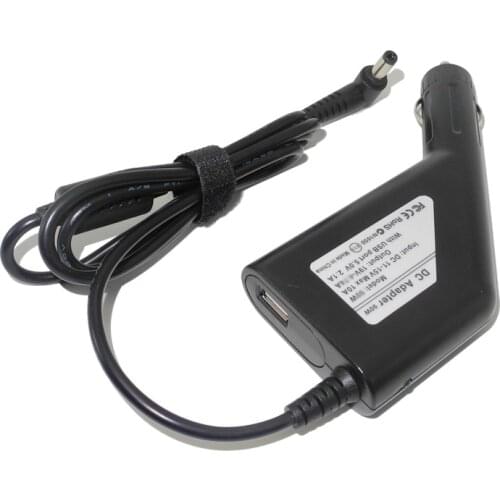 19V 3.42A 65W 5.5mm*2.5mm Dc Power Car Adapter Charger for Toshiba Asus Lenovo Laptop 5V 2.1A USB Phone Charger