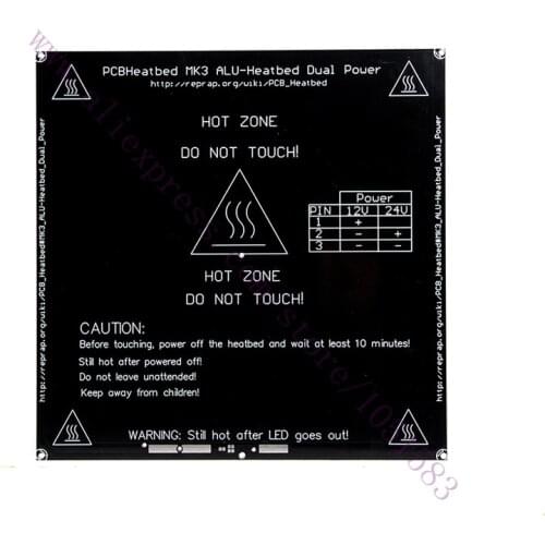 Black 214mmx214mm 2mm thickness MK3 Heat bed Aluminum Heat bed Dual Power 3D Printer RepRap MK3 Heated bed MK2B MK2A Hot bed
