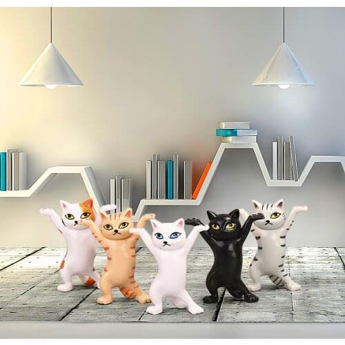 Anime Cartoon Cat Pen Holder Dancing Cat Hand-Made Cartoon Enchanting Kitten Toy Doll Ornament Office Pen Holder Figure Model
