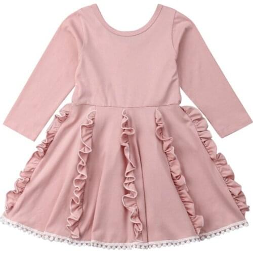 2019 Kids Baby Lace Ruffles Flower Girls Party Dress Wedding Bridesmaid Dresses Princess Outfits 2-7T