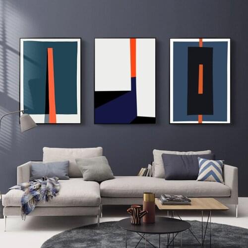 DDWW Canvas Painting Wall Art Posters Orange Geometric Abstract Wall Painting Wall Picture for Living Room Decoration No Frame