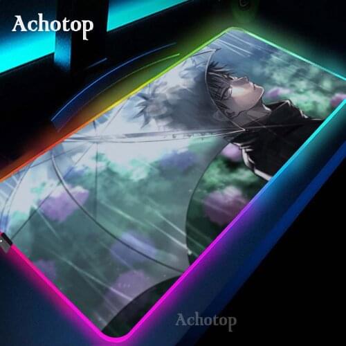 Jujutsu Kaisen RGB Mouse Pad Gaming Mouse Pad Computer Large Mousepad Backlit XXL Mouse Pads LED Gamer Mause Carpet Desk Mat