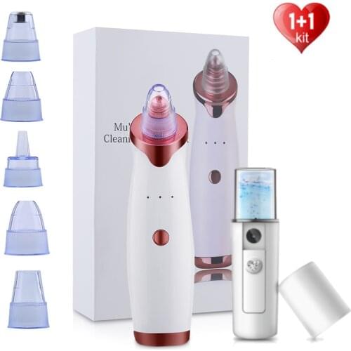 Blackhead Remover Face Skin Vacuum Pore Cleaner Suction Acne Pimple Removal Tool +Mini Nano spray Facial Steamer Skin care tool