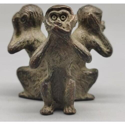 China brass three monkey small crafts statue