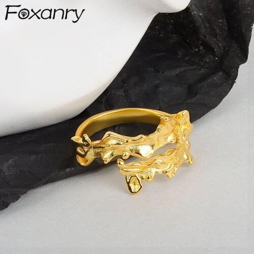 Foxanry 925 Sterling Silver Rings for Women New Trend Vintage Elegant Creative Irregular Pattern Handmade Jewelry Birthday Gifts