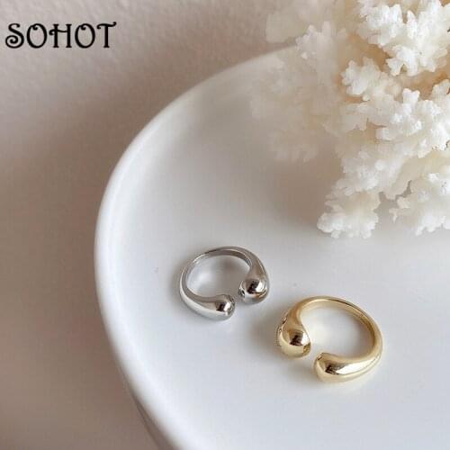 SOHOT 2020 Retro Adjustable Opened Round Women Charm Rings Gold Silver Color Minimalist Style Punk Female Party Jewelry Bijoux
