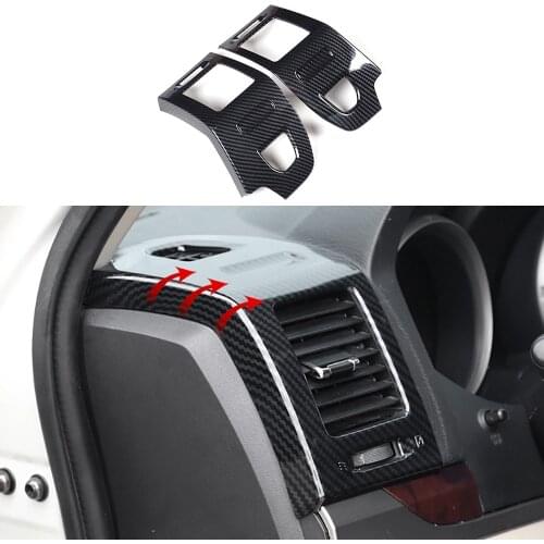 2pc Carbon fiber color Air Conditioning Dashboard Vent Cover Fit For Mitsubishi Pajero V93/V97 2007-2020 Interior Modification