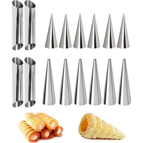 Conical Tubes Cream Molds Bread Moulds Stainless Steel Croissants Cone Horn Spiral Roll Pastry Cake Baking Tool