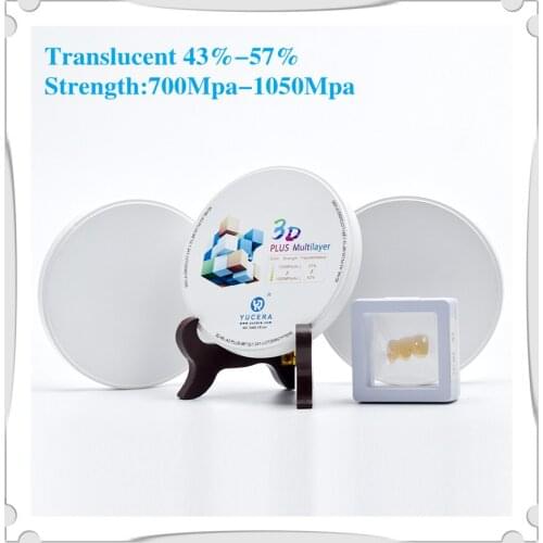3D Plus Multilayer Zirconia Block With 57% Translucency For CADCAM Dental Machine C1 Zirconio 3D Pro For Porcelain False Teeth