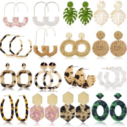 16pair Suit Fashion Fine Trend Magazine Style Acrylic Personalized Female Rattan Earrings Women White-collar Executives Jewelry