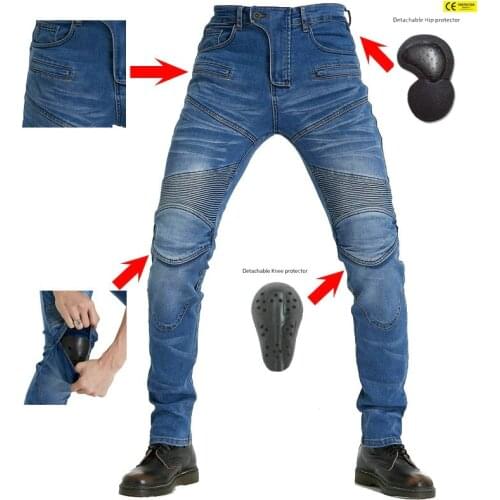Motorcycle racing cycling pants slim stretch locomotive shatter-resistant pants protective gear riding jeans