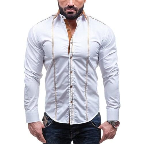 COLDKER Men Shirt fashion Slim Fit Long Sleeve Top casual clothing males tops modis shirt