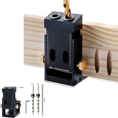 Oblique Hole Pocket Hole Jig Kit With 9mm Drill Bit Set Drill Guide Locator Aluminium Carpenter WoodWorking Tools kit