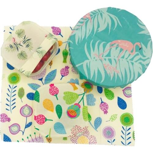 4PCS Beeswax Food Wrap Set Reusable Preservative Cloth Eco-friendly Food Wrap With 1 Small 2 Medium 1 Large For Food Storage