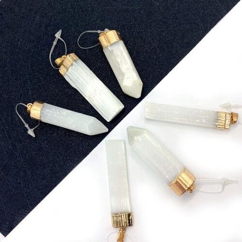 Natural Stone Crystal Pendant Sword-shaped Transparent Quartz White Crystal DIY Necklace Pendant Jewelry Accessories Wholesale