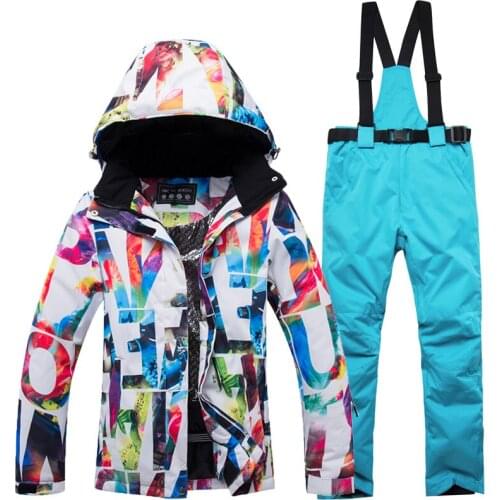 New Winter outdoor ski wear suit women windproof waterproof padded warm veneer ski pants suit women snow outdoor wear