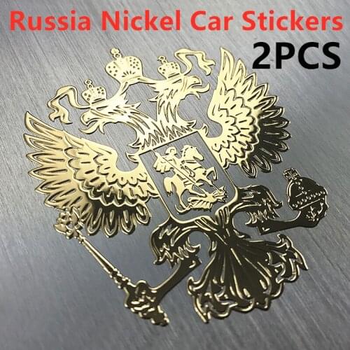 2021 New Russia Nickel Metal Car Stickers Decals Russian Federation Eagle Emblem For Car Styling Decoration 1PC