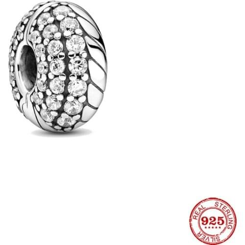 New Original silver color Snake Chain Pattern Clip bead charm fit european pandora charms bracelet bangles diy jewelry P055