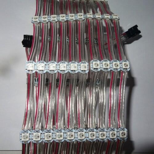 DC5V WS2812B 100pcs/string addressable rgb full color pixel light;5cm wire spacing;with transparent wire