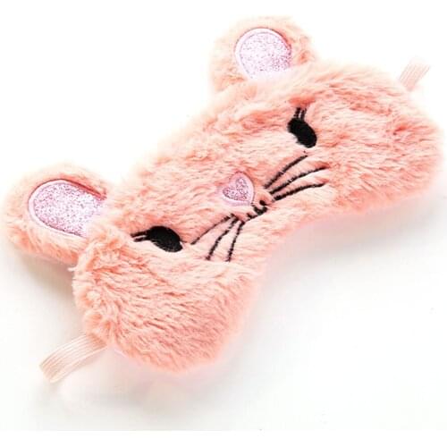 Plush Cartoon Cute Animal Pink Mouse Panda Bear Eye Mask Sleeping Mask Eyepatch Eye Cover Eyeshade For Eye Travel Relax Sleeping