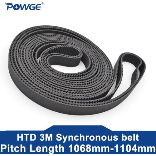 POWGE HTD 3M Timing belt C= 312 315 318 321 width 6/9/15mm Teeth 104 105 106 107 HTD3M synchronous 312-3M 315-3M 318-3M 321-3M